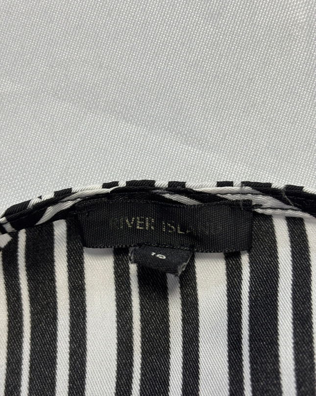 River Island Black and White Geometric Striped Wrap Midi Dress
