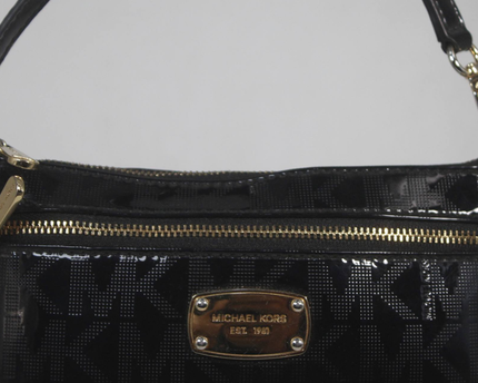 Michael Kors Black Patent Monogram Shoulder Bag