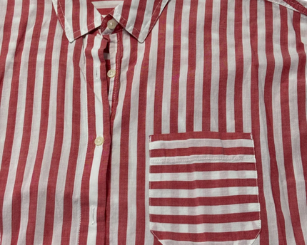 Calvin Klein Jeans Red/White Striped Short Sleeve Button-Down Shirt