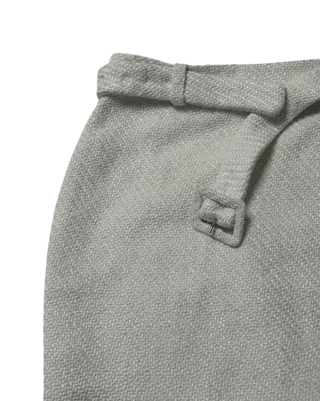 DKNY White Tweed Belted Pencil Skirt