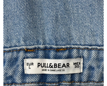 Pull & Bear Blue Distressed Denim Overall Shorts