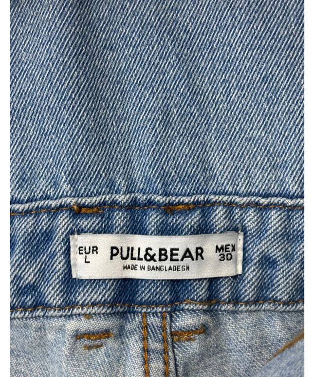 Pull & Bear Blue Distressed Denim Overall Shorts