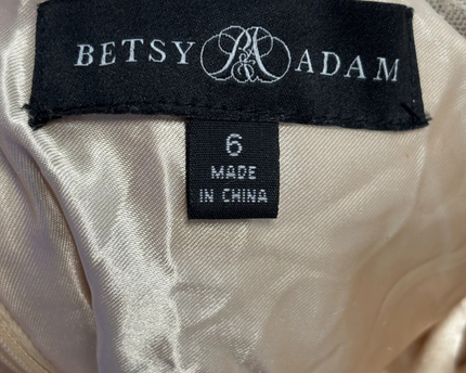Betsy & Adam Champagne Embellished Halter Neck Gown