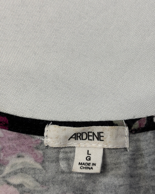 Ardene Black Floral Sleeveless Lace-Up Tank Top