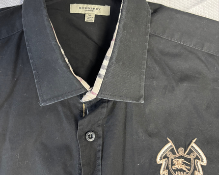 Burberry London Black Embroidered Crest Long-Sleeve Shirt