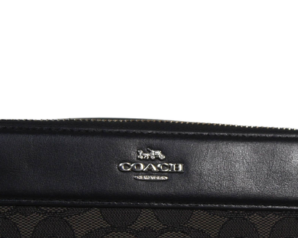 Coach Black & Brown Signature Zip-Around Wallet