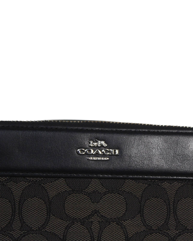 Coach Black & Brown Signature Zip-Around Wallet