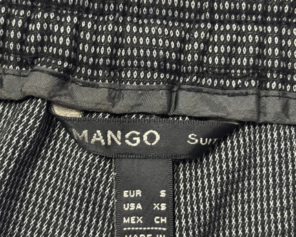 MANGO Grey Textured Drawstring Trousers