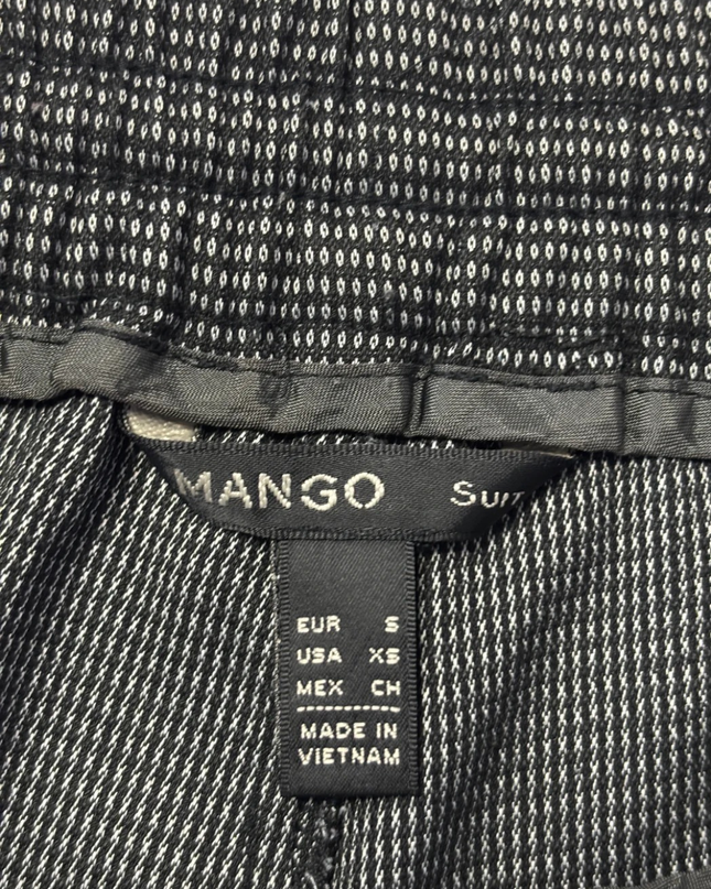 MANGO Grey Textured Drawstring Trousers
