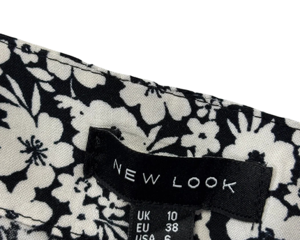 New Look Black and White Floral Wrap Mini Skirt