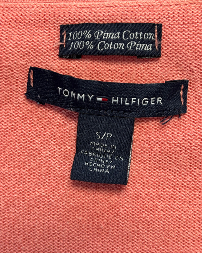 Tommy Hilfiger Coral Pima Cotton V-Neck Button-Front Cardigan