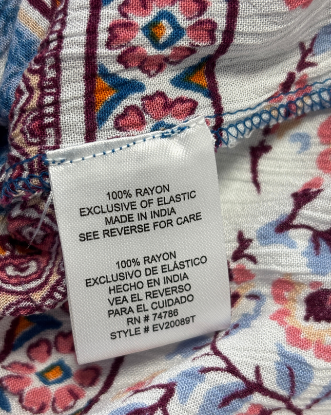Patrons of Peace Blue Boho Floral Smocked Cami Top