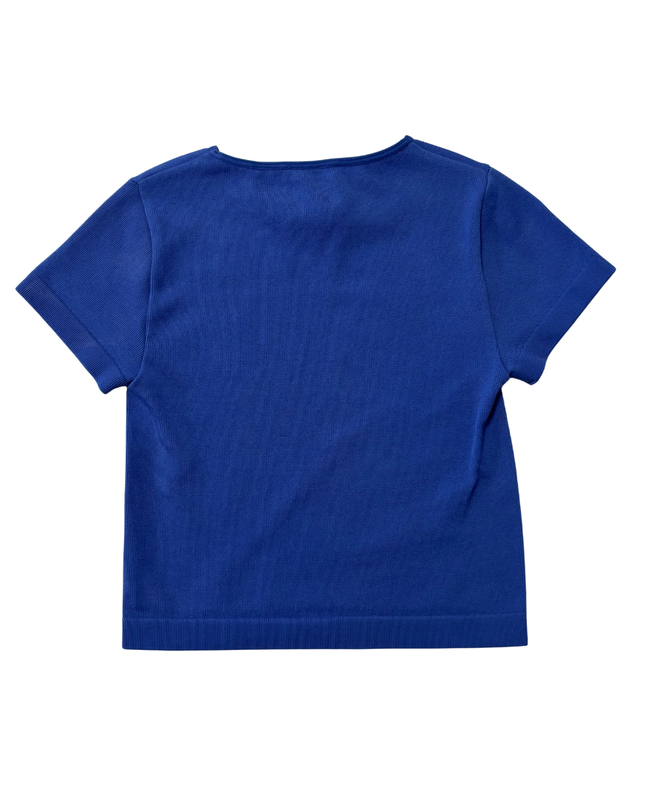 H&M Blue Ribbed Short Sleeve T-Shirt