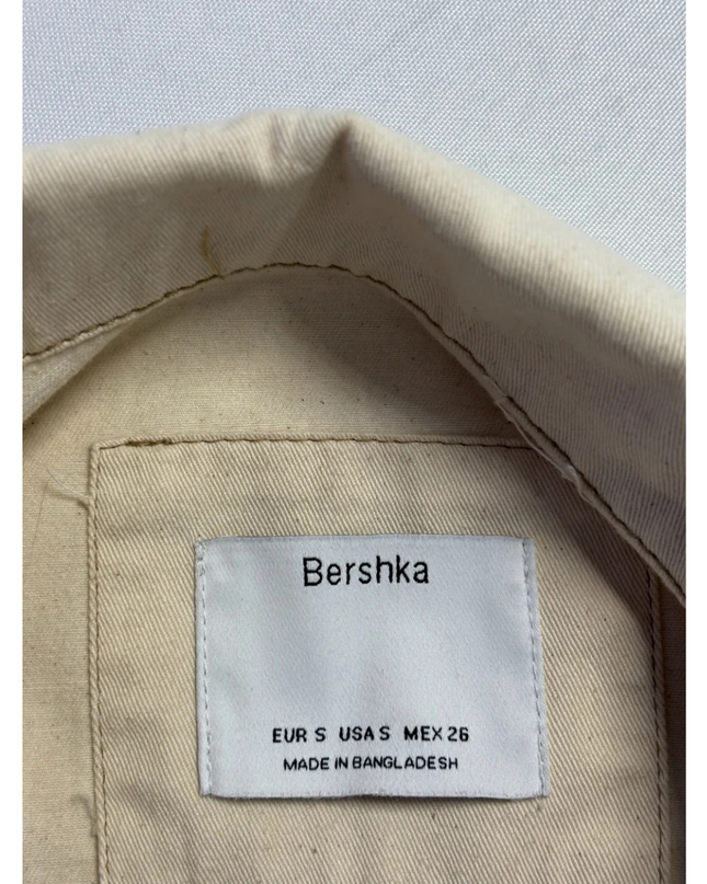 Bershka Beige Cropped Utility Cotton Jacket