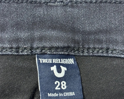 True Religion Dark Gray Halle Mid Rise Super Skinny Jeans