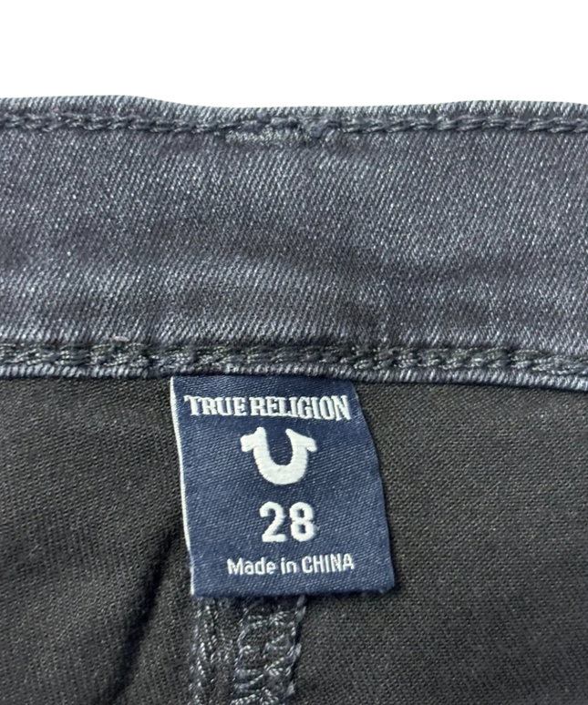 True Religion Dark Gray Halle Mid Rise Super Skinny Jeans