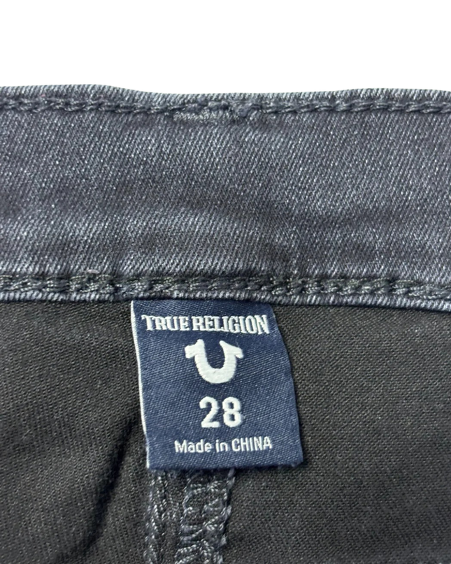 True Religion Dark Gray Halle Mid Rise Super Skinny Jeans