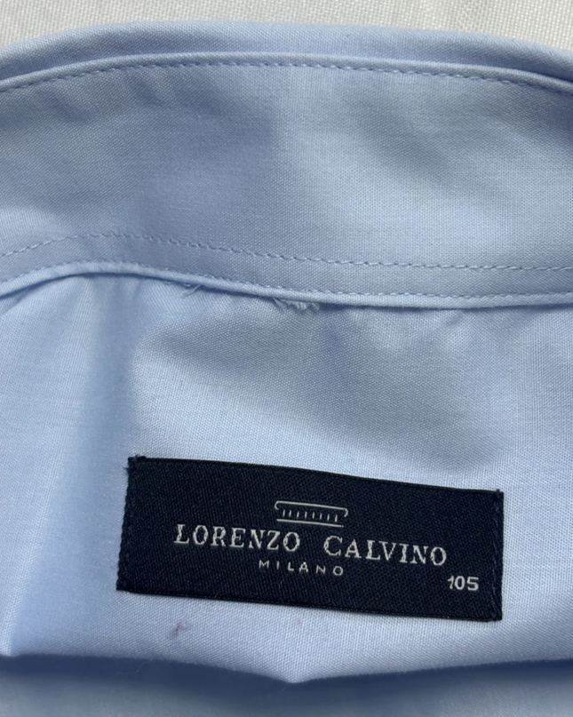LORENZO CALVINO Light Blue Regular Fit Long Sleeve Shirt W/Tags