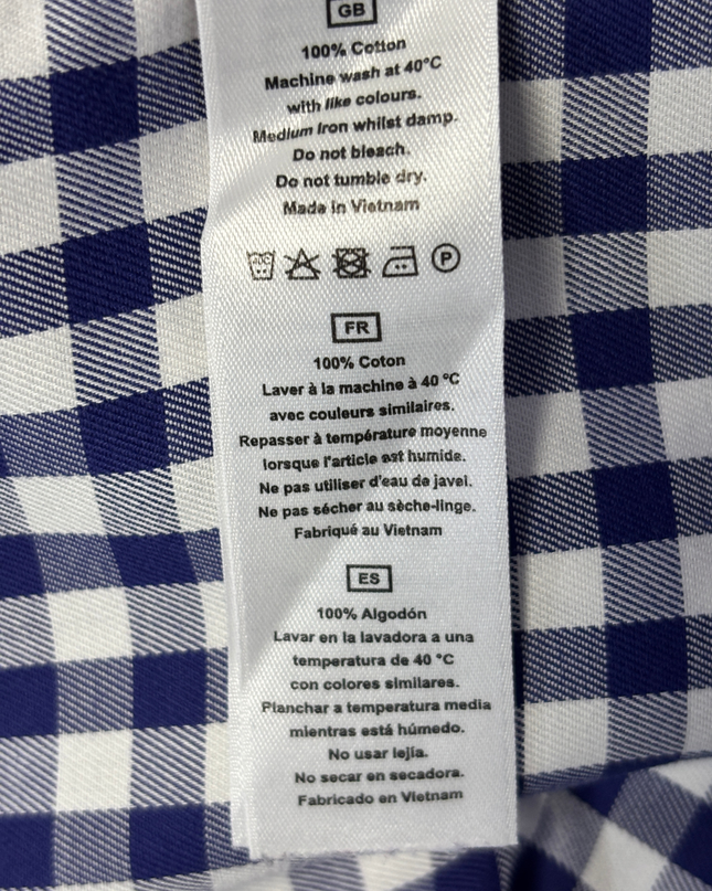 T.M.Lewin Blue Gingham Slim Fit Non-Iron Cotton Shirt