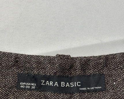 Zara Basic Brown Herringbone Professional Trousers
