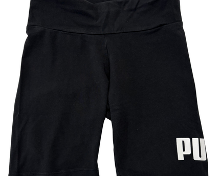Puma Black High-Waist Logo Print Biker Shorts - XS | Waist: 24"