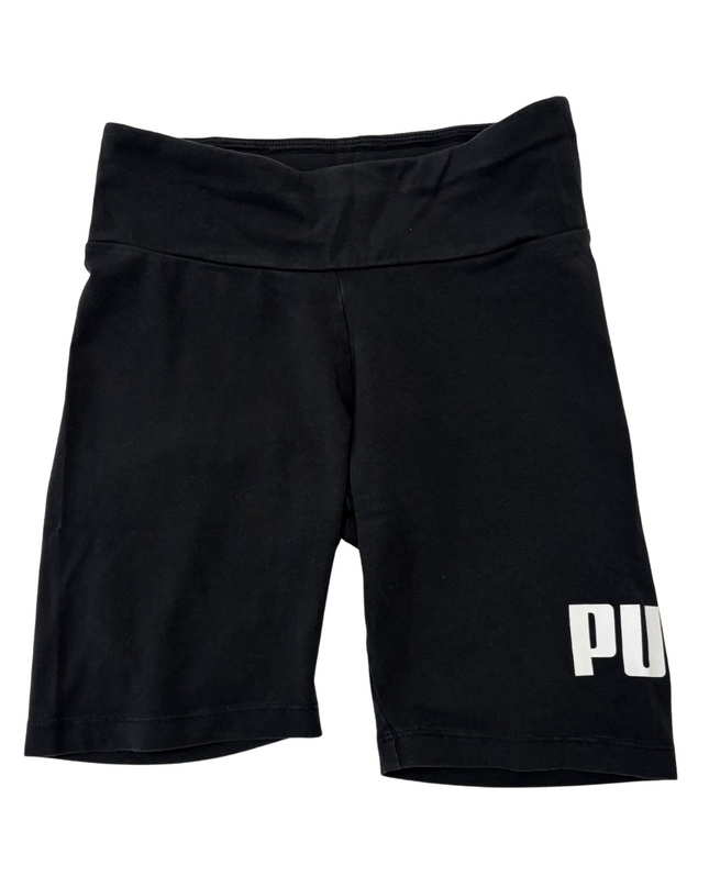 Puma Black High-Waist Logo Print Biker Shorts - XS | Waist: 24"