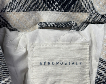 Aeropostale Black and Beige Plaid Button-Down Jacket