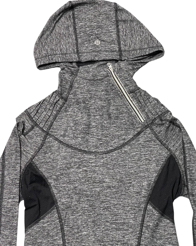 Lululemon Grey Heathered Asymmetrical Zip Running Hoodie