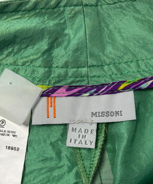Missoni Green Silk Shantung Bermuda Shorts