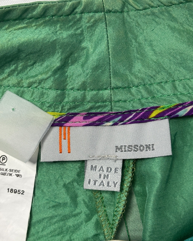 Missoni Green Silk Shantung Bermuda Shorts