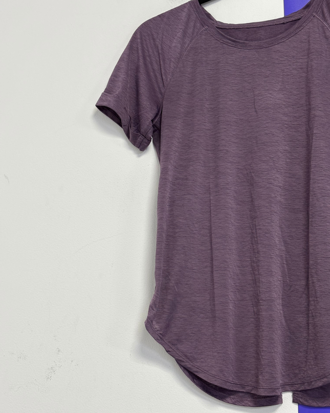 Lululemon Purple Heathered Split Back Short Sleeve Sports T-Shirt