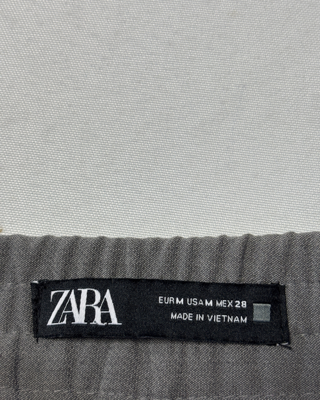 Zara Grey High-Waisted Wide-Leg Cropped Trousers
