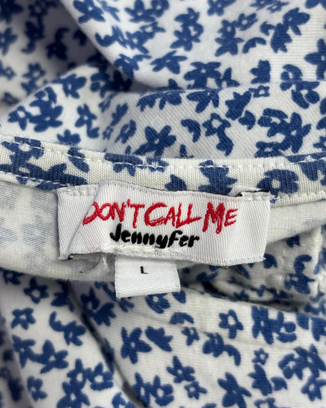 DON'T CALL ME Jennyfer Blue and White Floral Skater Dress