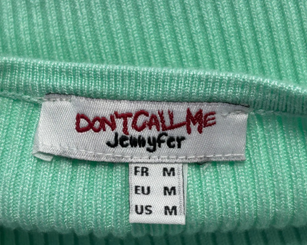 DON'T CALL ME Jennyfer Green Ribbed Cut-Out Long Sleeve Crop Top