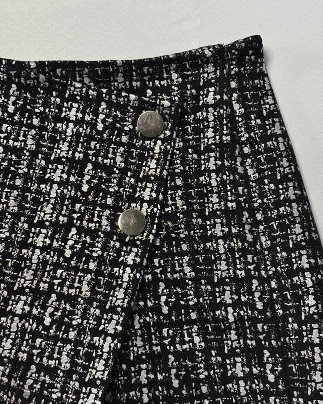 Zara Black/Silver Metallic Textured Mini Skort