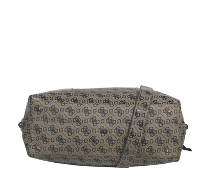 Guess Brown Monogram Patent Satchel Bag