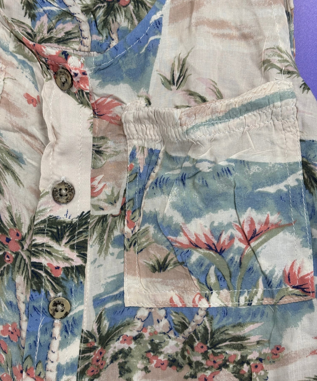 American Eagle Multicolor Tropical Print Button-Front Bodysuit