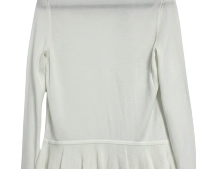 Massimo Dutti White Peplum Open-Front Knit Cardigan