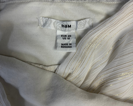 H&M White Metallic Stripe Tie-Front Cami Top