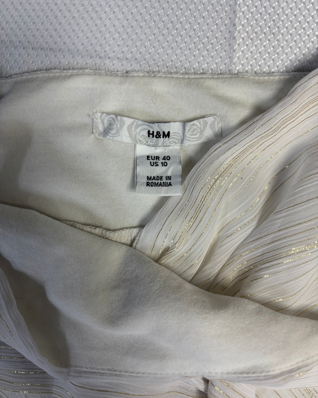 H&M White Metallic Stripe Tie-Front Cami Top