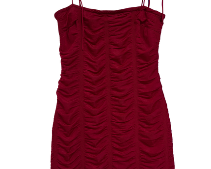 Luvalot Red Ruched Spaghetti Strap Mini Dress