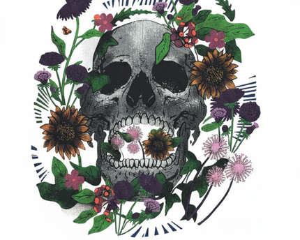 Jacamo Black Skull & Floral Graphic T-Shirt
