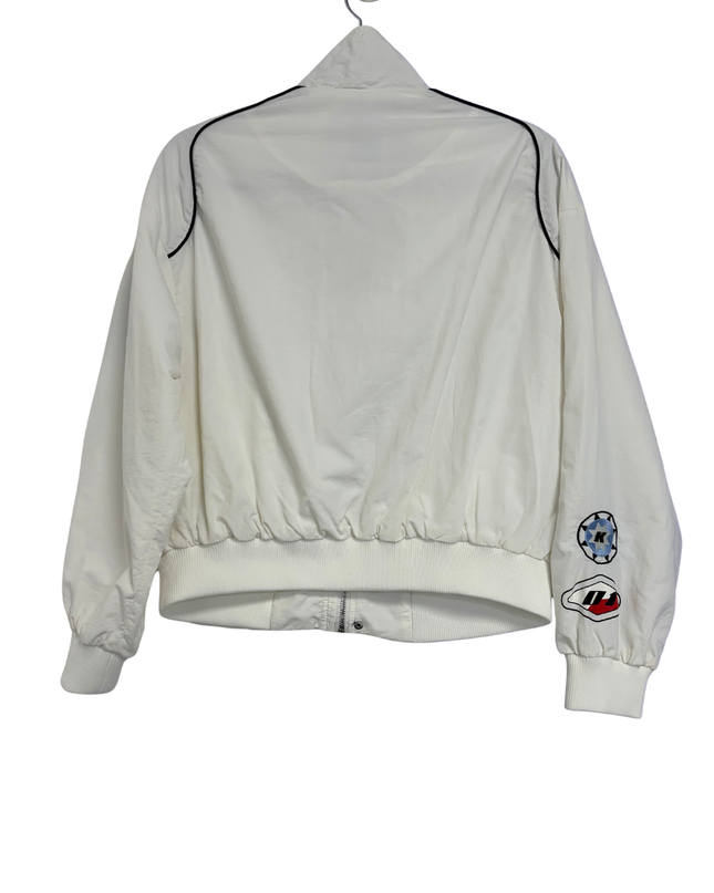 Bershka White Racing Inspired Graphic Windbreaker Jacket