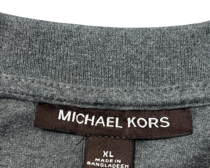Michael Kors Grey and Black Colorblock Polo Shirt
