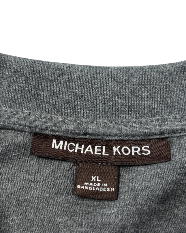 Michael Kors Grey and Black Colorblock Polo Shirt