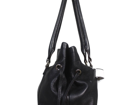 Kate Spade Black Pebbled Leather Drawstring Tote Bag