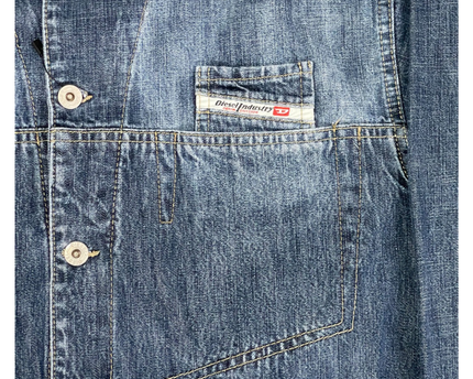Diesel Blue Distressed Faded Denim Jacket