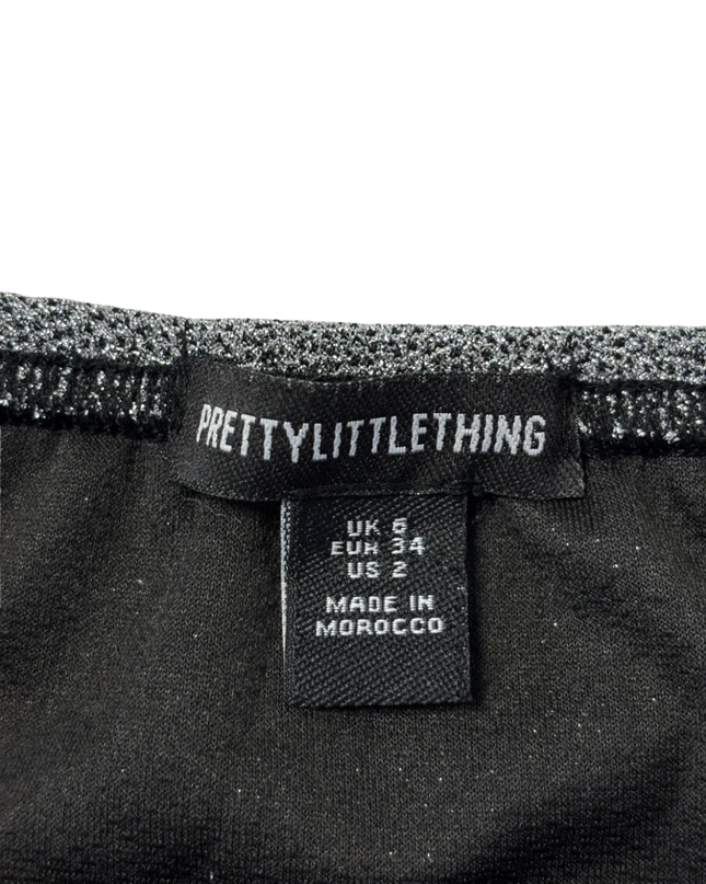 PrettyLittleThing Silver Metallic Glitter Mini Skirt