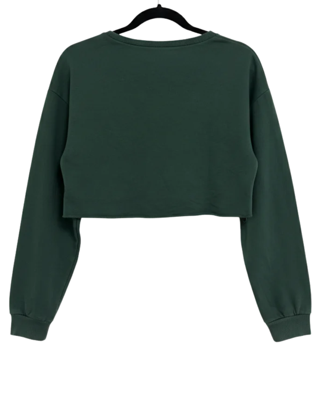 H&M Divided Green Positivity Graphic Crop Top Sweatshirt