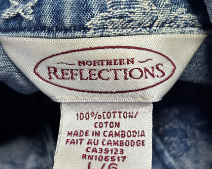 Northern Reflections Blue Floral Print Cotton Denim Jacket